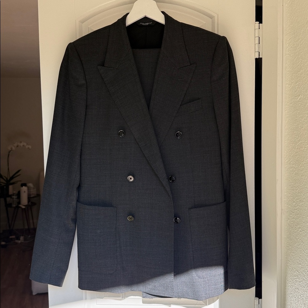 Dolce & Gabbana Charcoal Double-Breasted Wool Suit Jacket